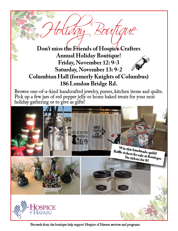 Friends of Hospice  Crafters Annual Holiday Boutique